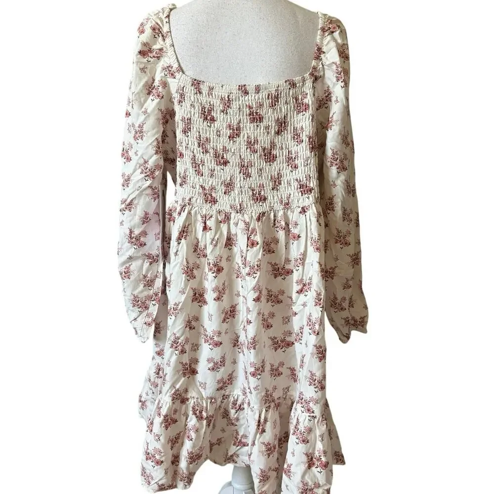 NEW Celebrity Pink Floral Puff Sleeve Dress 1X